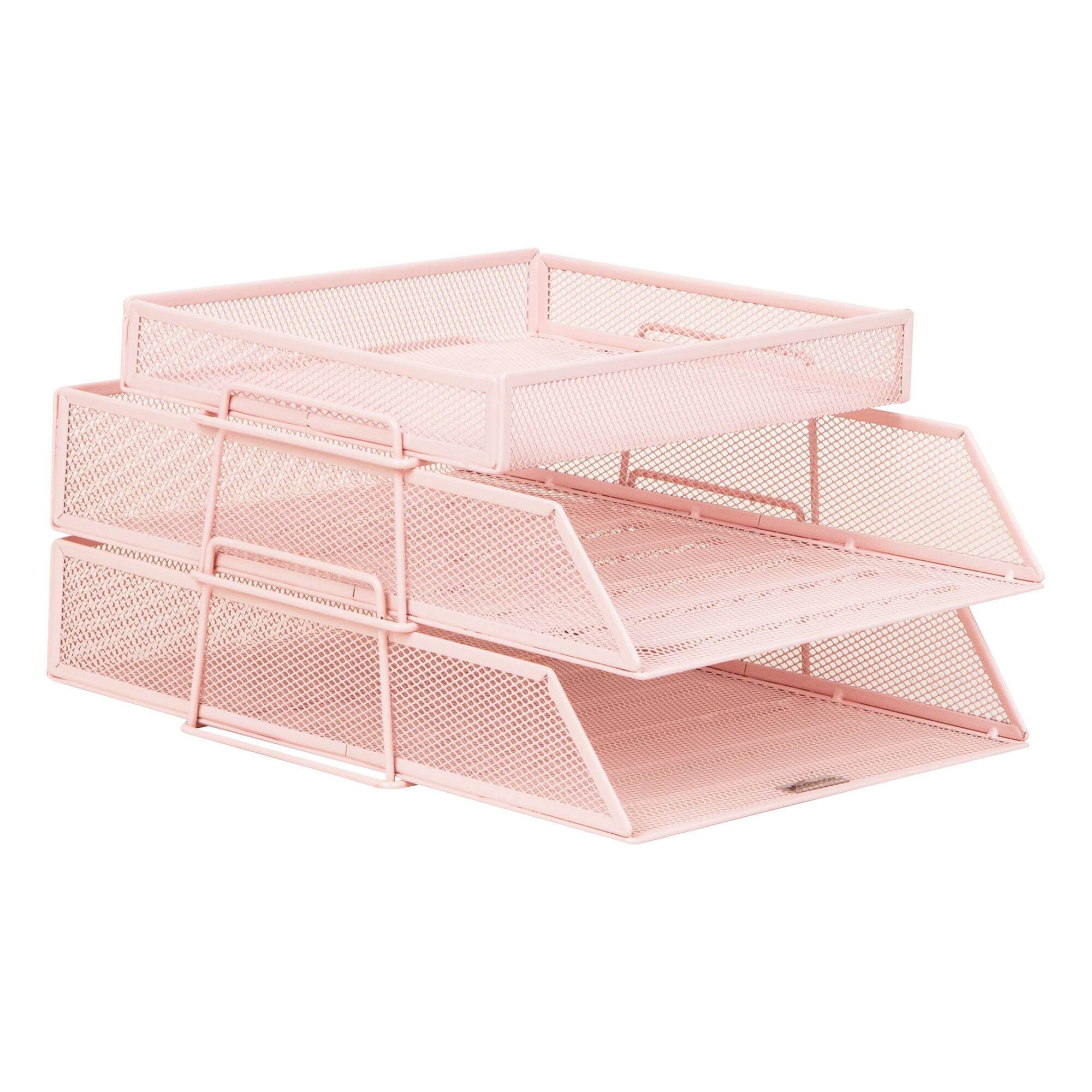 Mind Reader 2 Tier Paper Tray with Top Supply Compartment, Desktop File Organizer, Metal Mesh